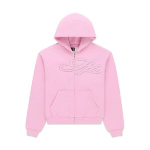 Rhinestone Script Zip Hoodie